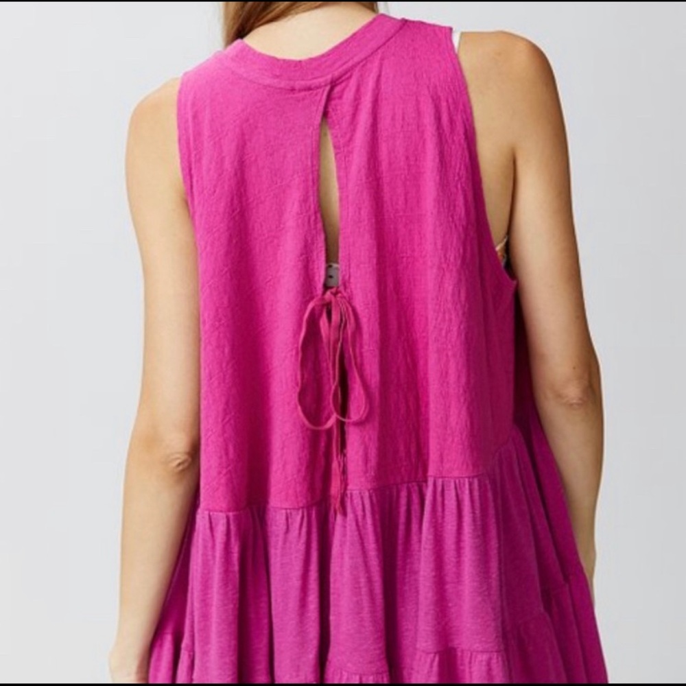 Free People Jungle Flower Tunic Keyhole Back Pink Size Small